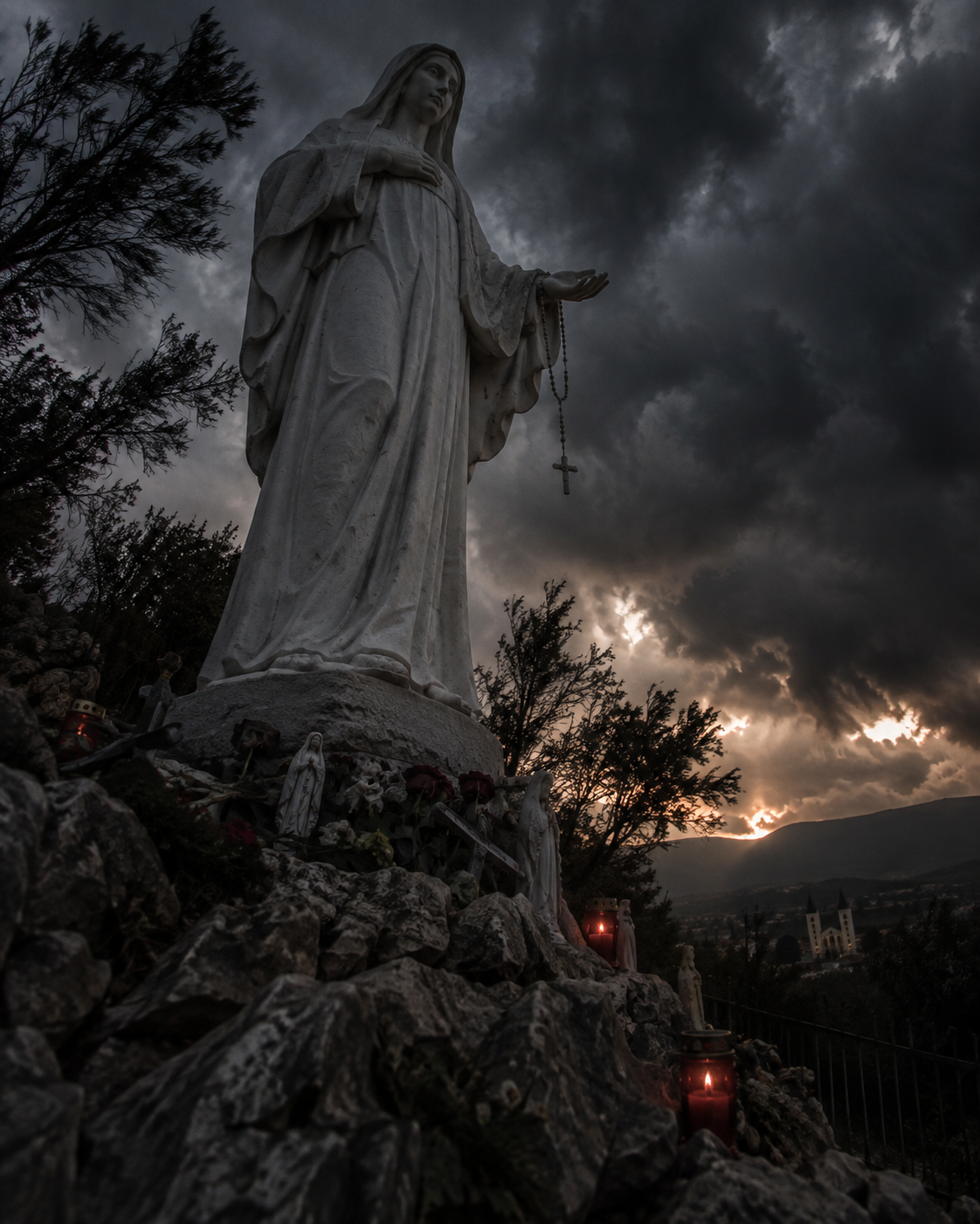 Statua della Madonna di Medjugorje con il titolo Dossier segreto su Medjugorje